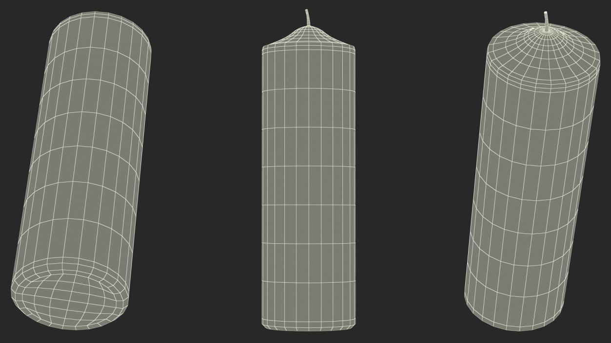 3D White Wax Pillar Candle model