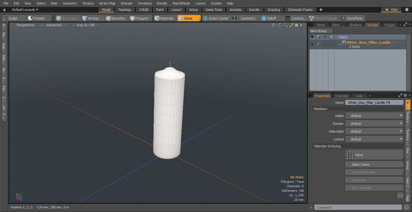 3D White Wax Pillar Candle model