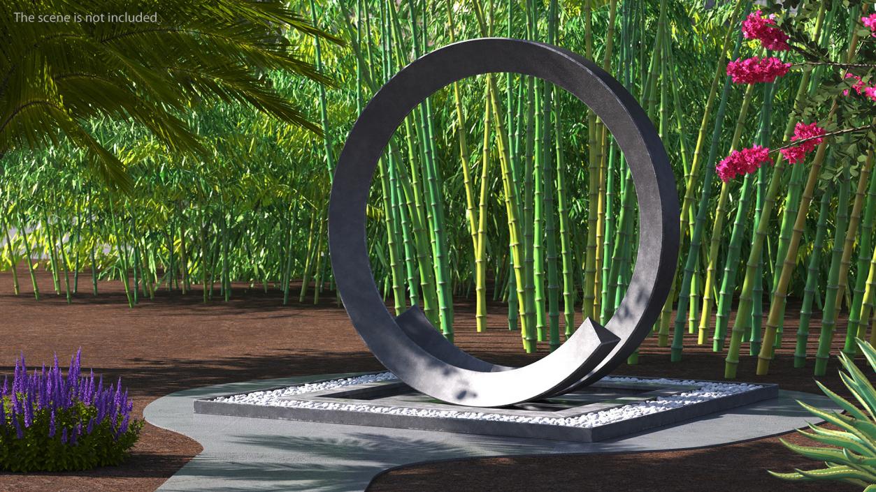 3D Round Park Fountain with White Pebble No Water