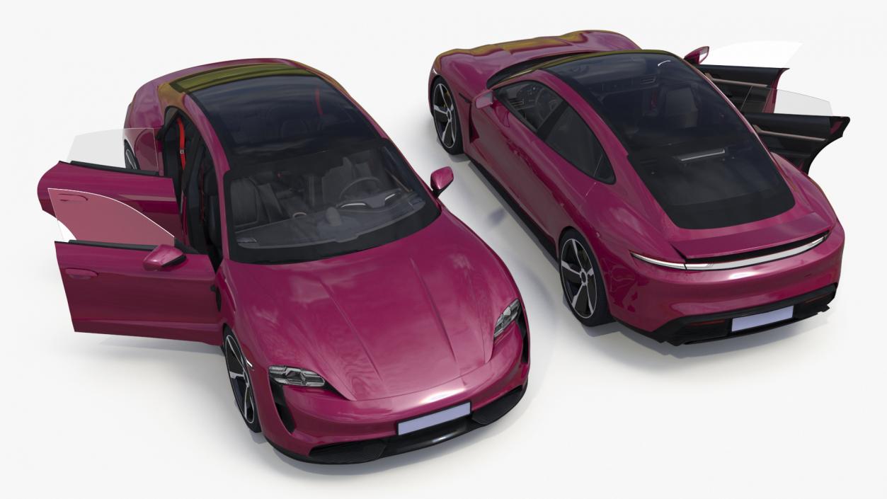 3D model Electric Sports Car Sedan Magenta Rigged