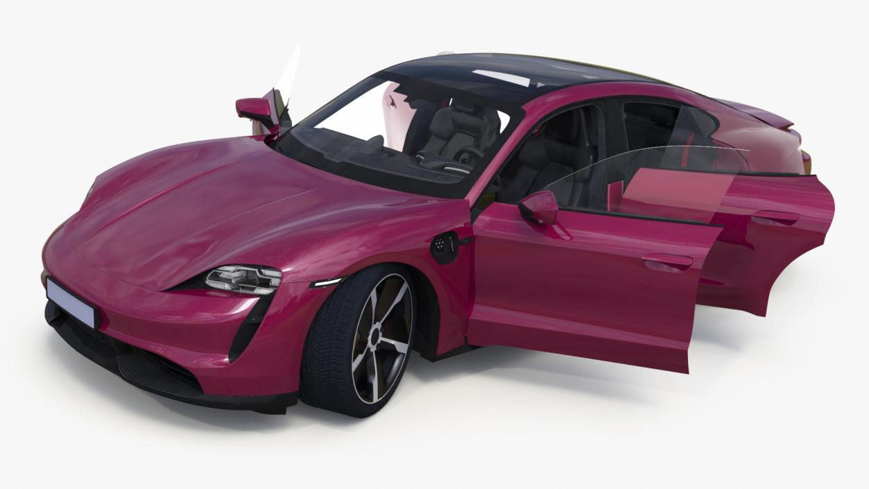 3D model Electric Sports Car Sedan Magenta Rigged