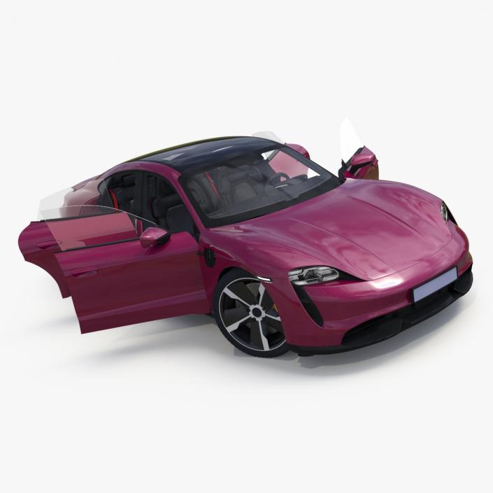 3D model Electric Sports Car Sedan Magenta Rigged