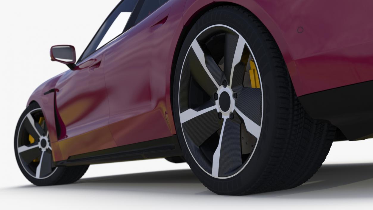 3D model Electric Sports Car Sedan Magenta Rigged