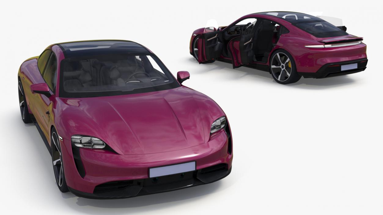 3D model Electric Sports Car Sedan Magenta Rigged