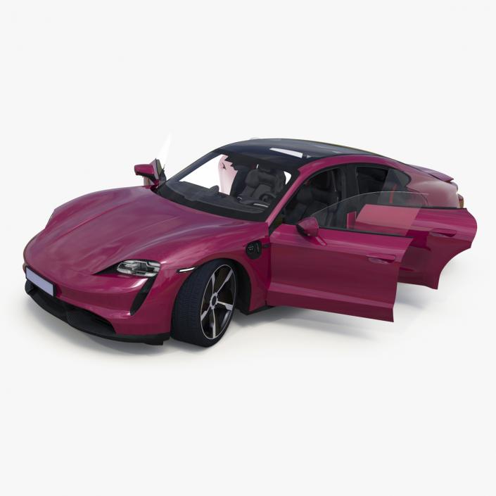 3D model Electric Sports Car Sedan Magenta Rigged