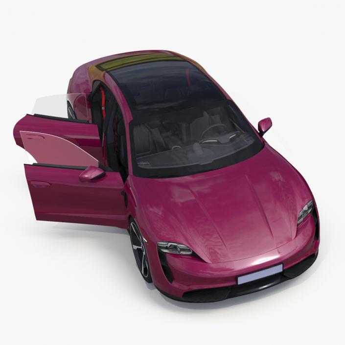 3D model Electric Sports Car Sedan Magenta Rigged