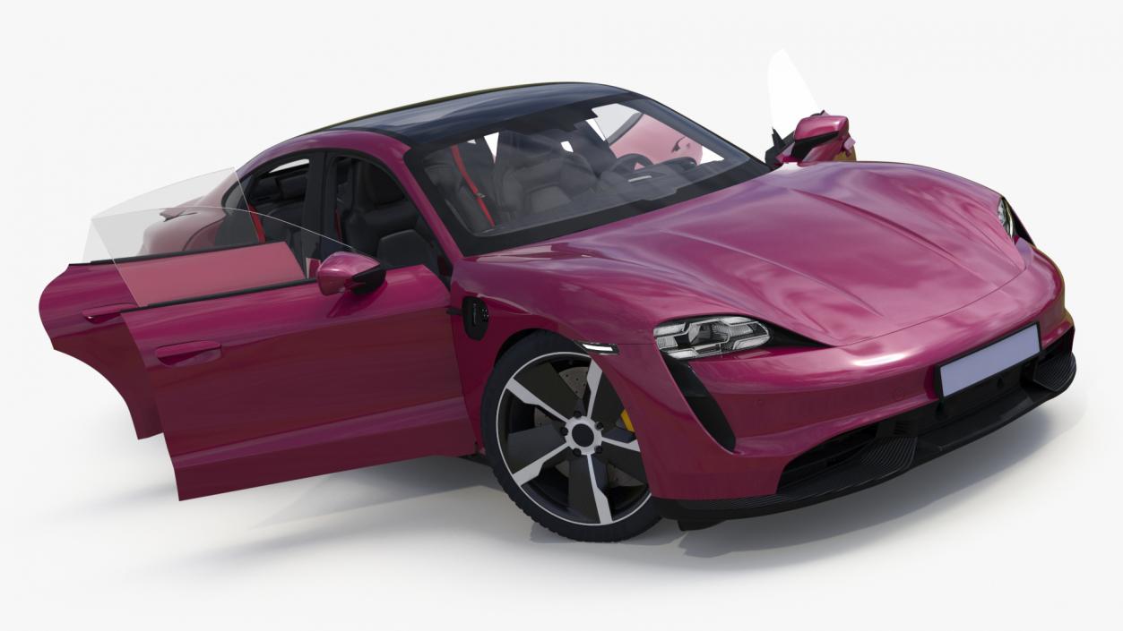 3D model Electric Sports Car Sedan Magenta Rigged