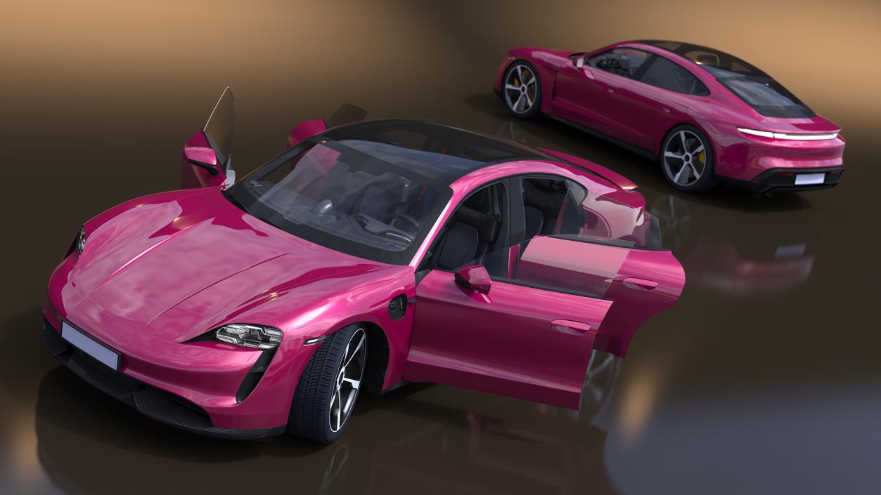 3D model Electric Sports Car Sedan Magenta Rigged