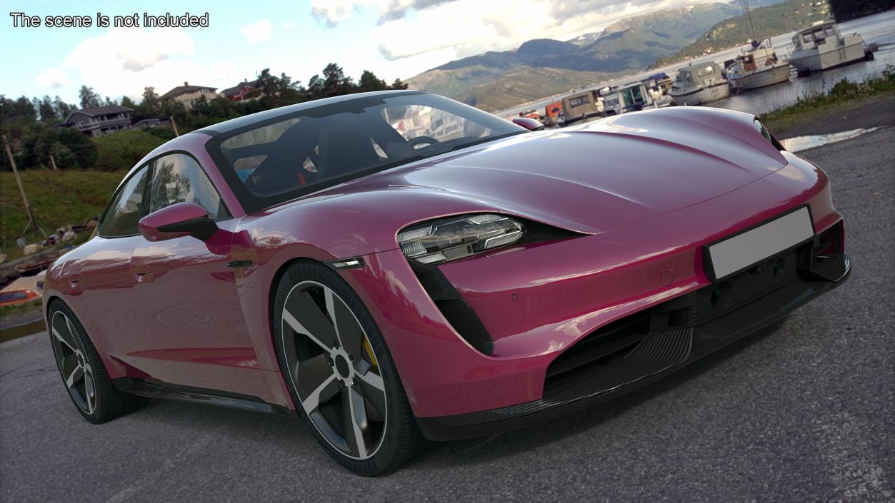 3D model Electric Sports Car Sedan Magenta Rigged