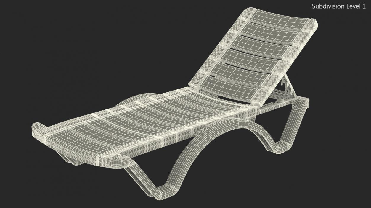 Black Plastic Outdoor Lounger 3D model