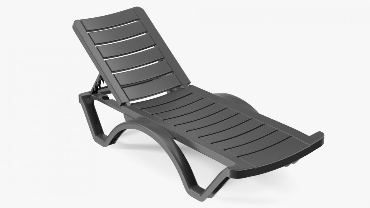 Black Plastic Outdoor Lounger 3D model