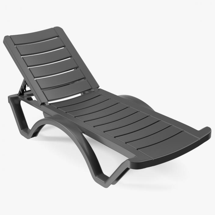 Black Plastic Outdoor Lounger 3D model