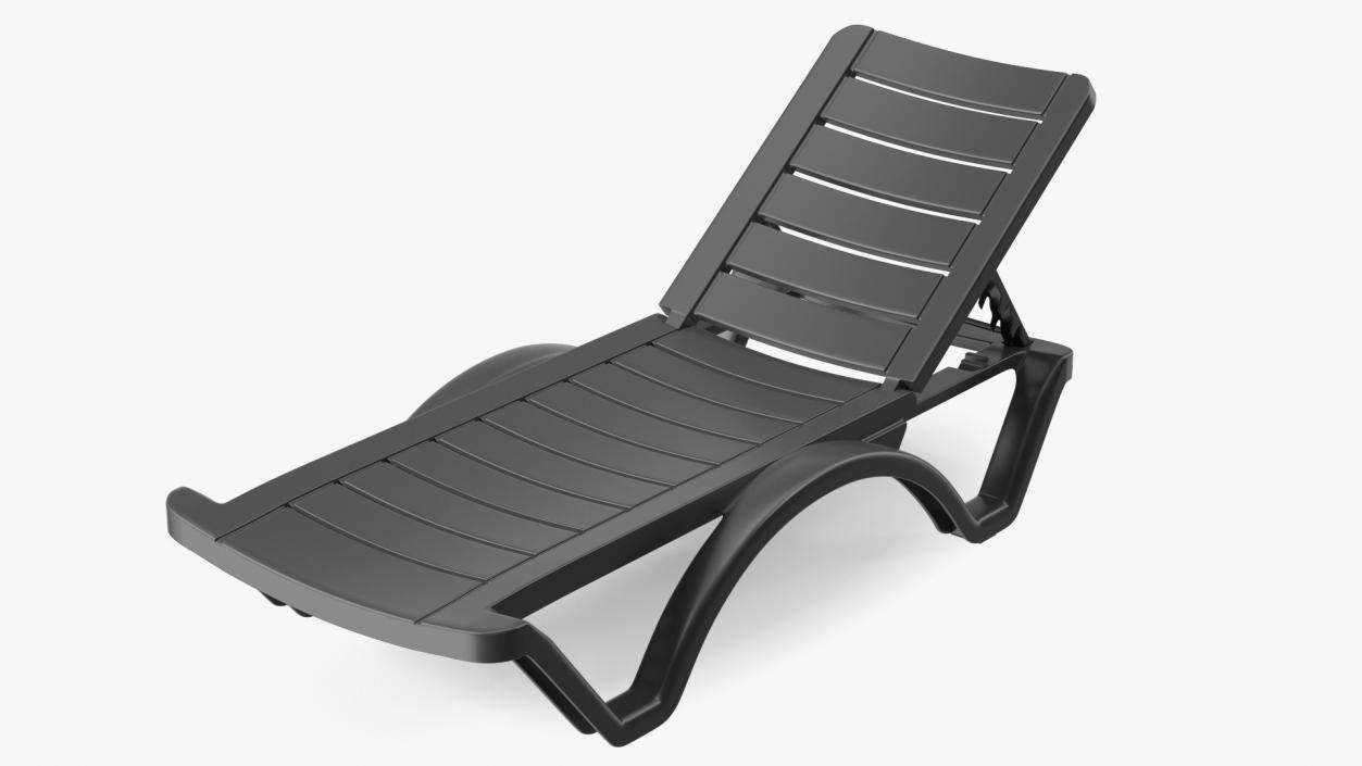 Black Plastic Outdoor Lounger 3D model