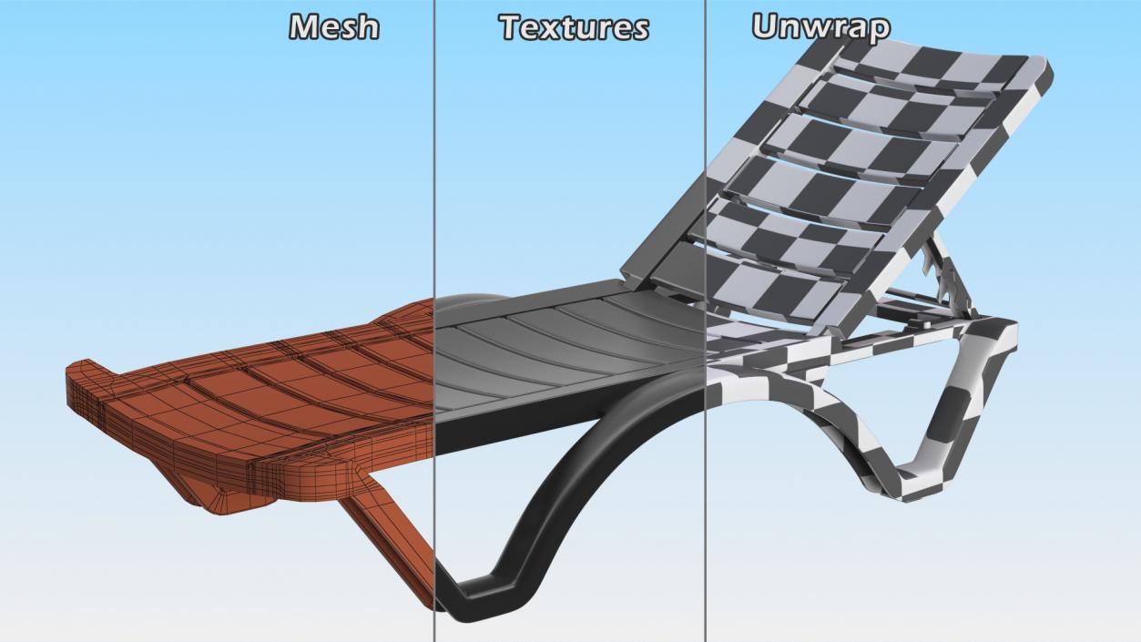 Black Plastic Outdoor Lounger 3D model