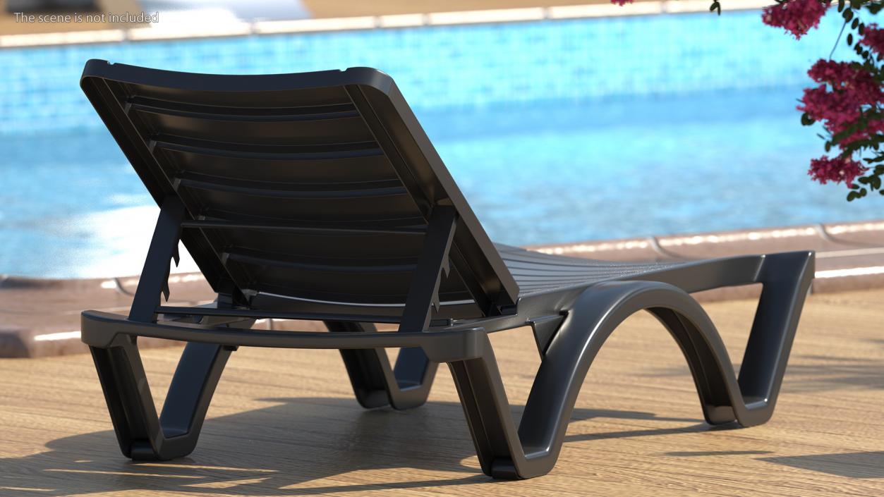 Black Plastic Outdoor Lounger 3D model