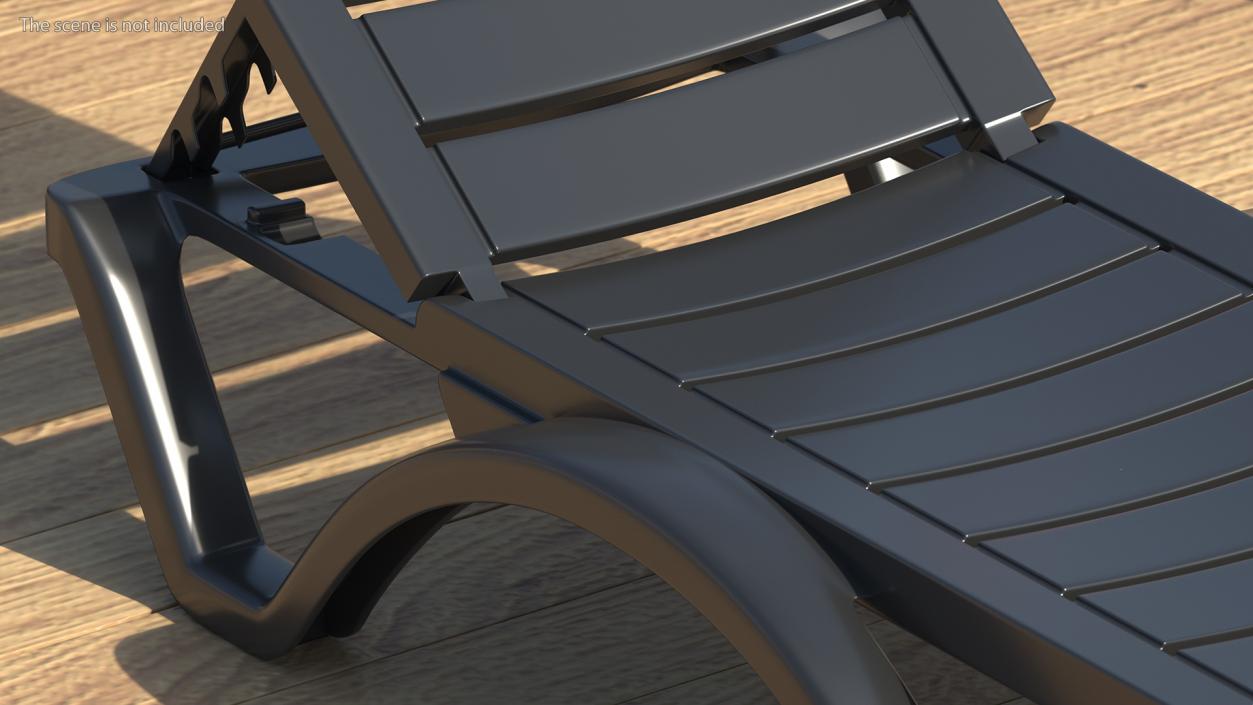 Black Plastic Outdoor Lounger 3D model