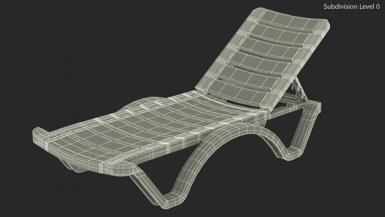 Black Plastic Outdoor Lounger 3D model