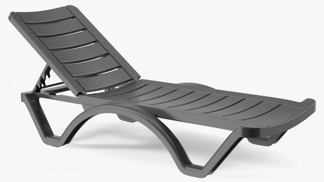 Black Plastic Outdoor Lounger 3D model