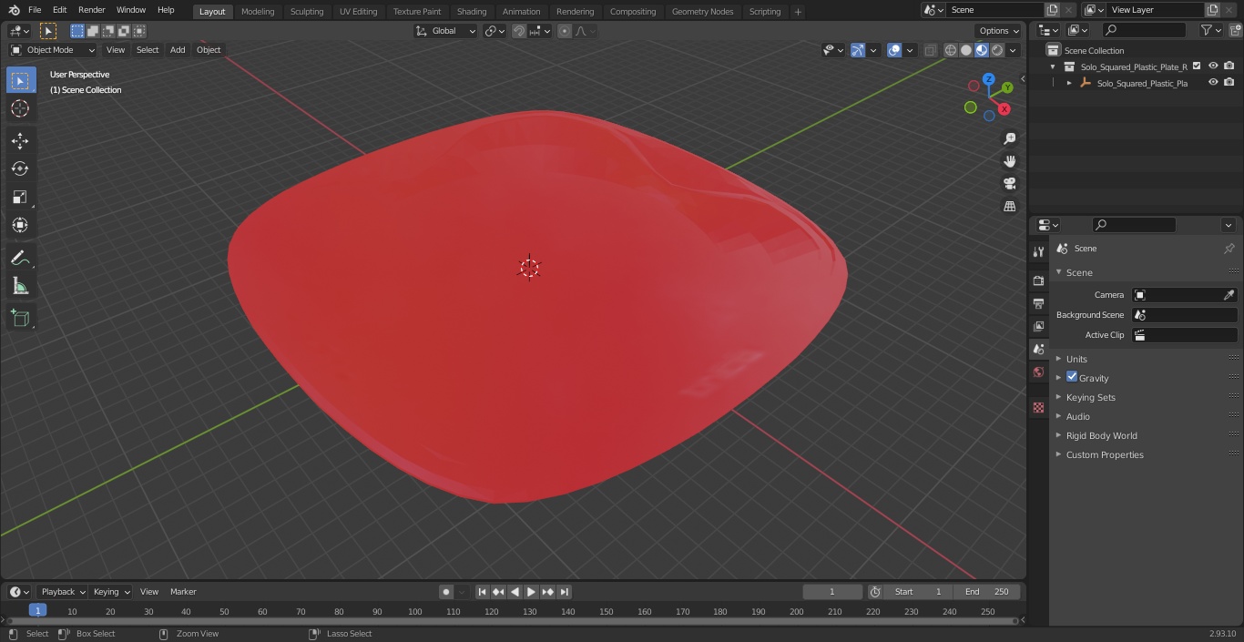 3D model Solo Squared Plastic Plate Red