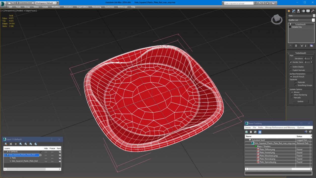 3D model Solo Squared Plastic Plate Red