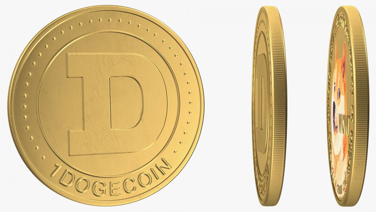 Physical Cryptocurrency Dogecoin Gold 3D