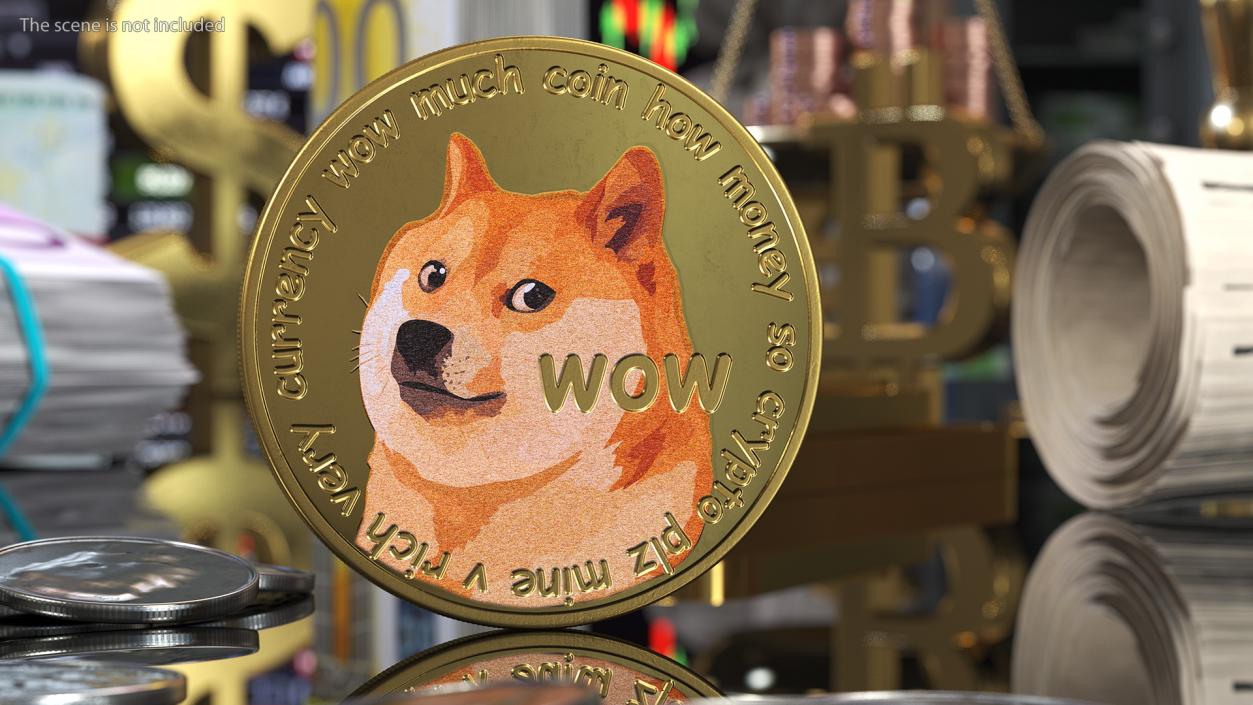 Physical Cryptocurrency Dogecoin Gold 3D