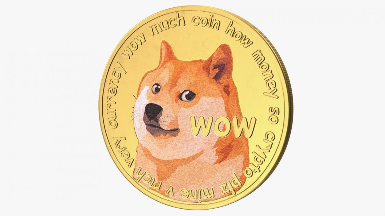 Physical Cryptocurrency Dogecoin Gold 3D