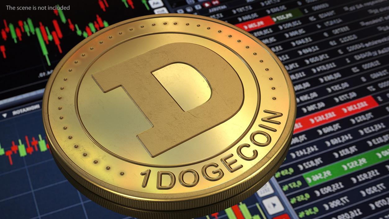 Physical Cryptocurrency Dogecoin Gold 3D