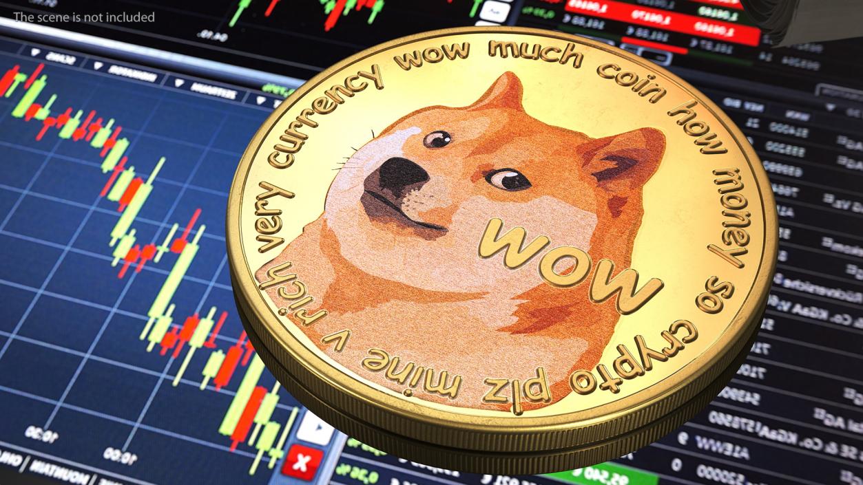 Physical Cryptocurrency Dogecoin Gold 3D