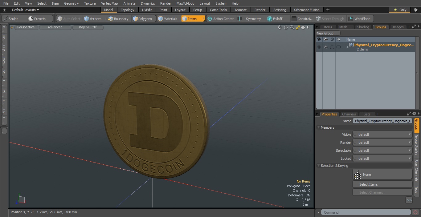 Physical Cryptocurrency Dogecoin Gold 3D