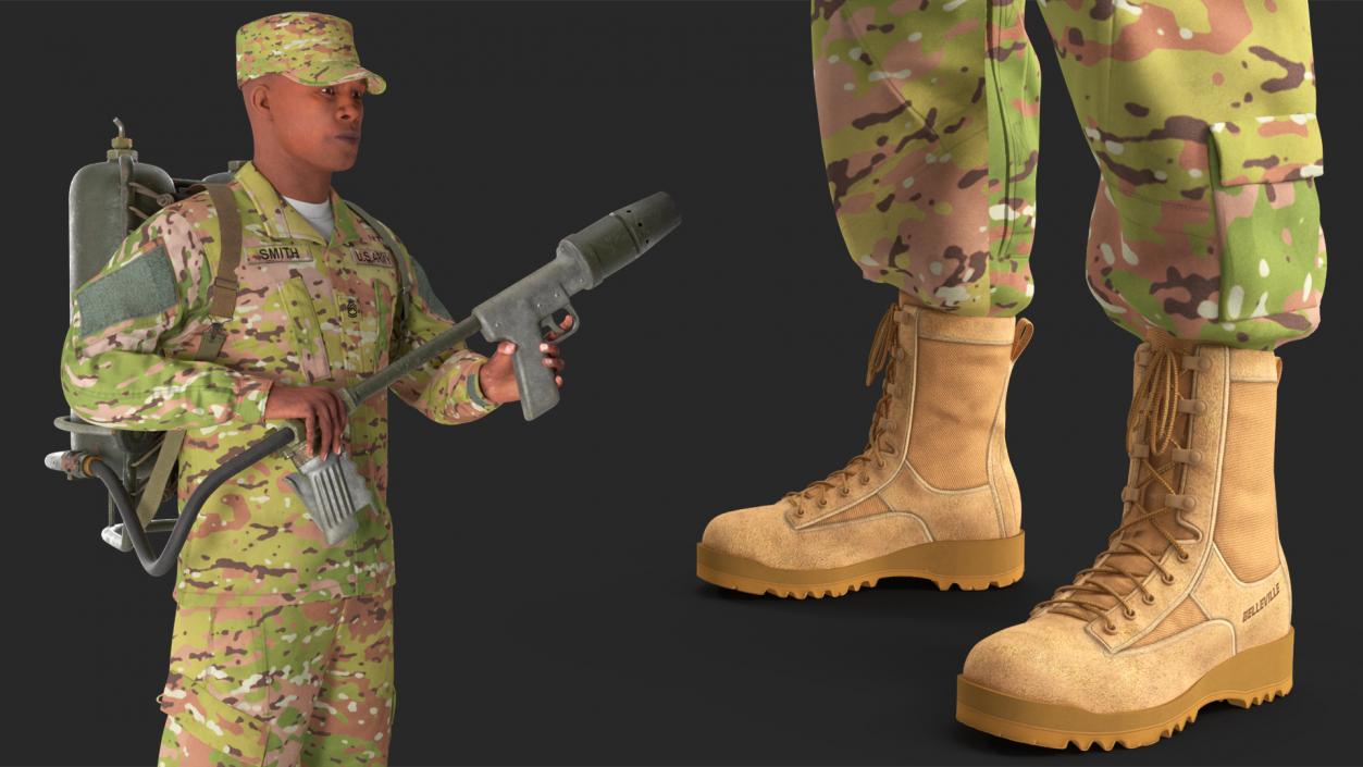 Soldier with M2 Flamethrower Backpack 3D