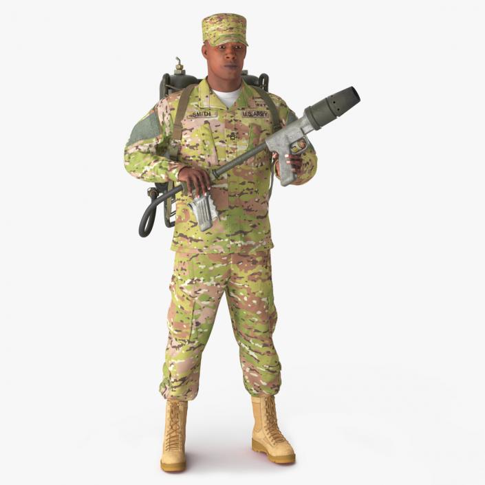 Soldier with M2 Flamethrower Backpack 3D