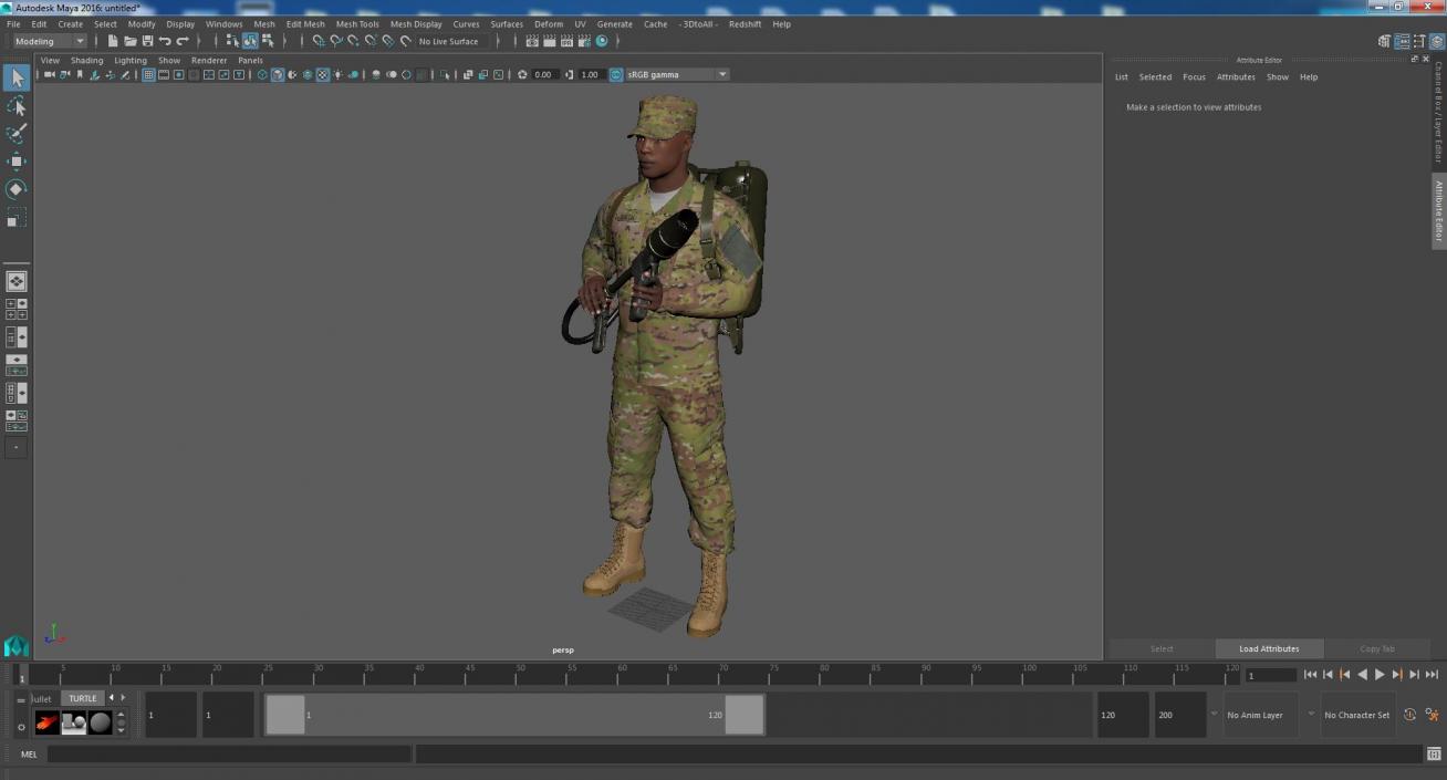 Soldier with M2 Flamethrower Backpack 3D