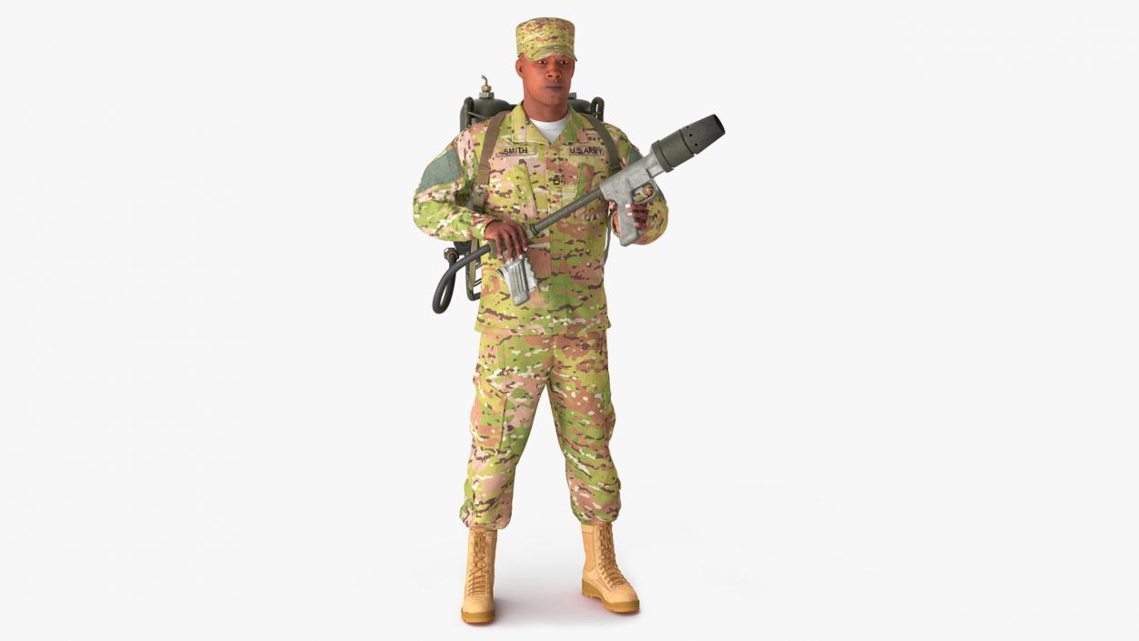 Soldier with M2 Flamethrower Backpack 3D