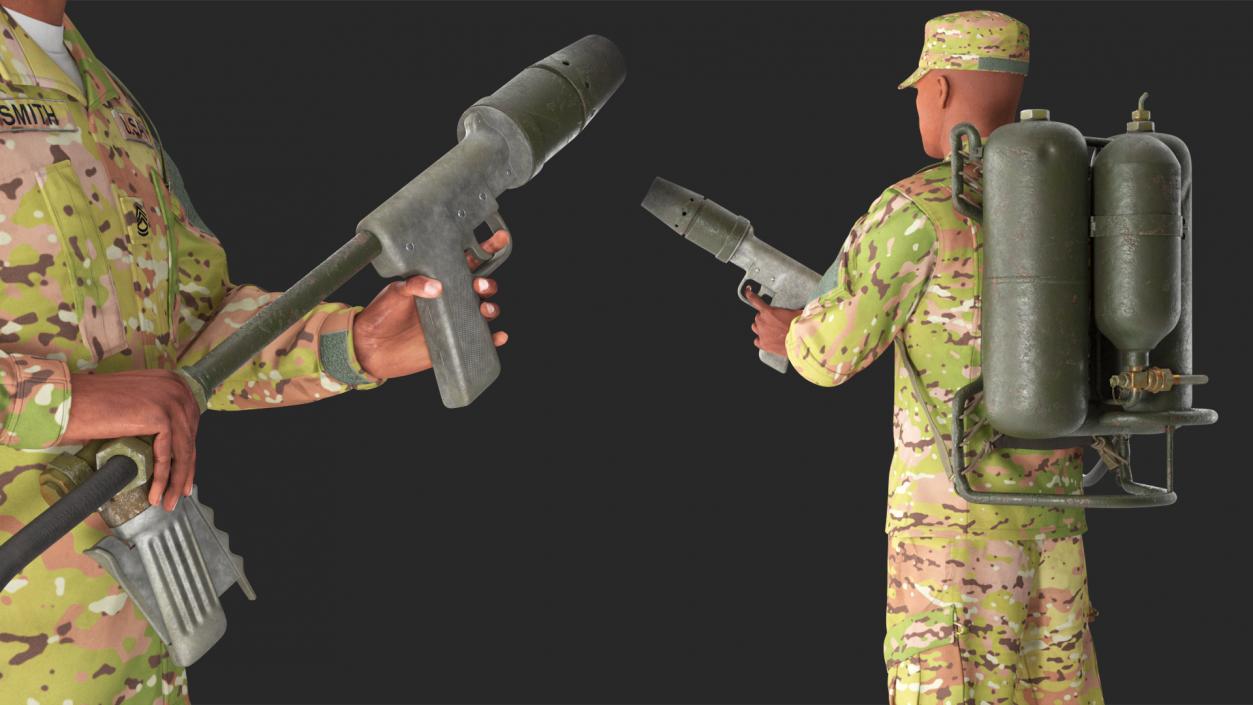 Soldier with M2 Flamethrower Backpack 3D