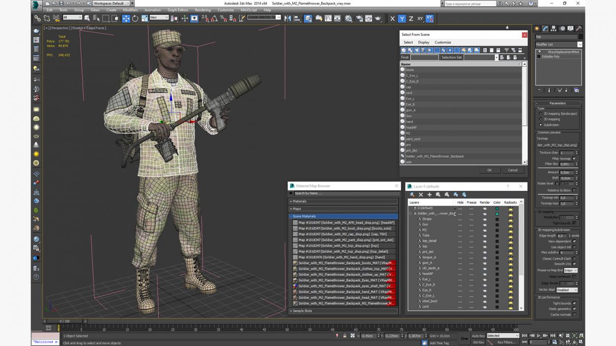 Soldier with M2 Flamethrower Backpack 3D