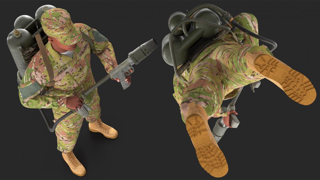 Soldier with M2 Flamethrower Backpack 3D