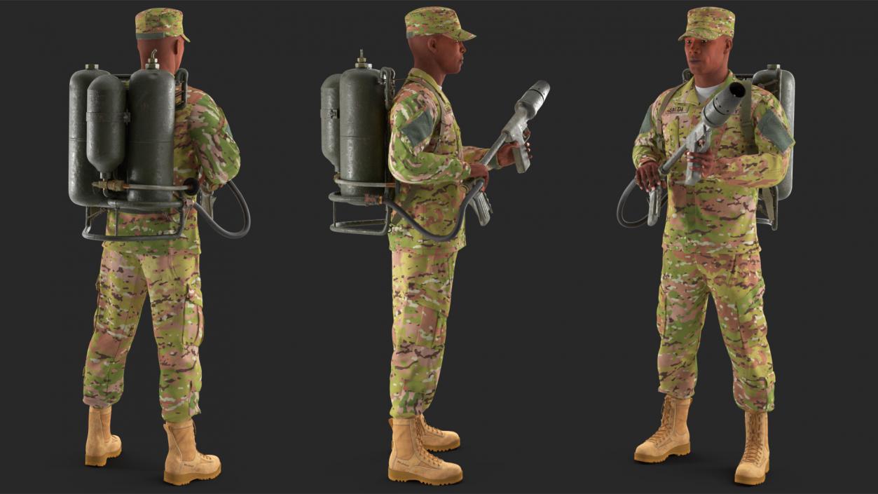 Soldier with M2 Flamethrower Backpack 3D