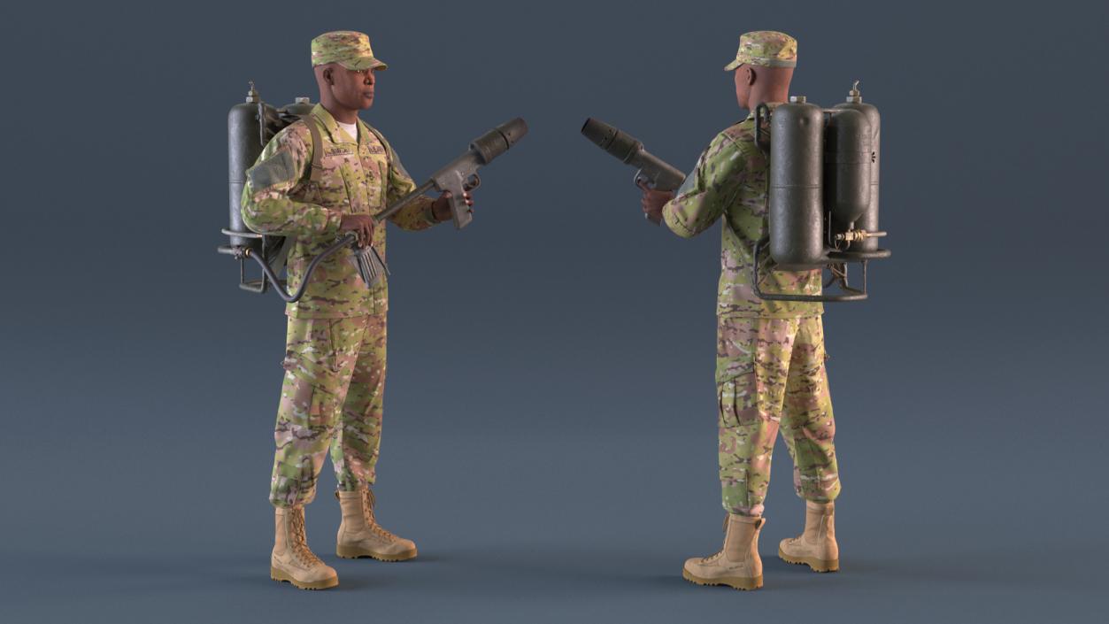 Soldier with M2 Flamethrower Backpack 3D