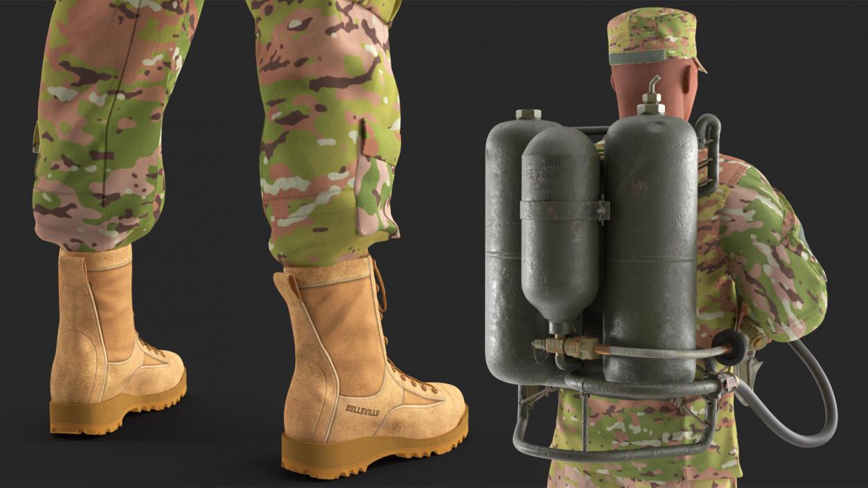 Soldier with M2 Flamethrower Backpack 3D