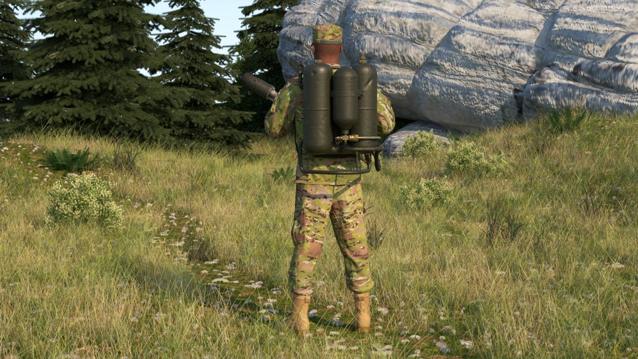 Soldier with M2 Flamethrower Backpack 3D