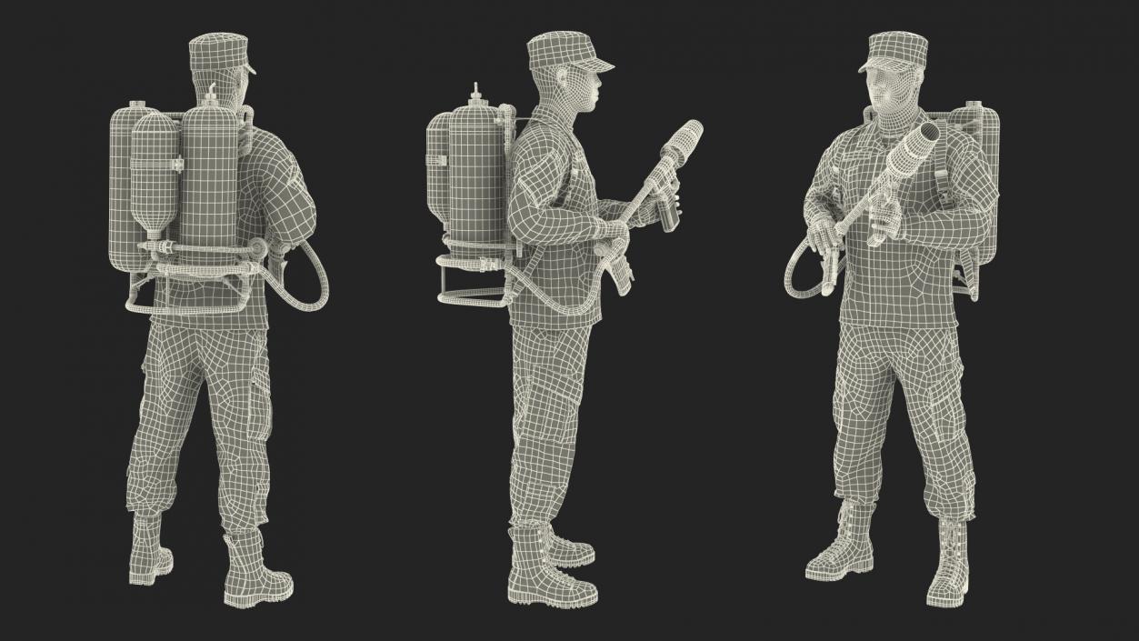 Soldier with M2 Flamethrower Backpack 3D