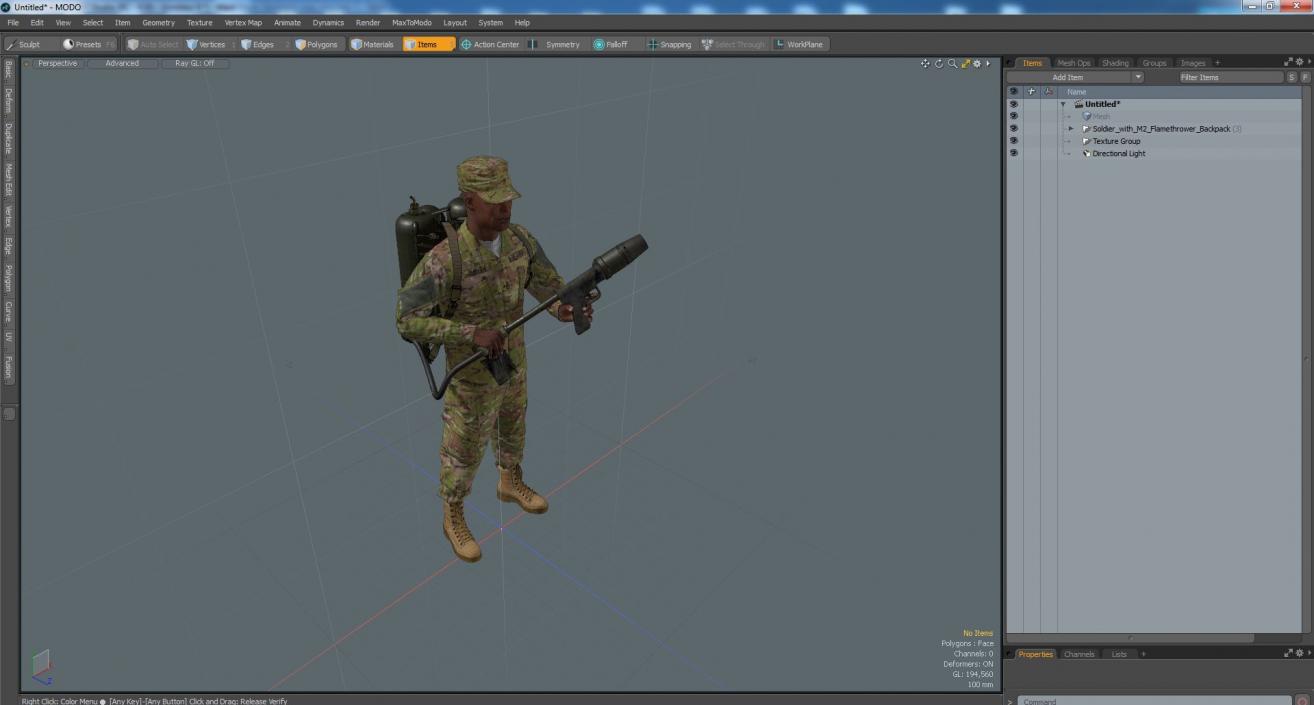 Soldier with M2 Flamethrower Backpack 3D