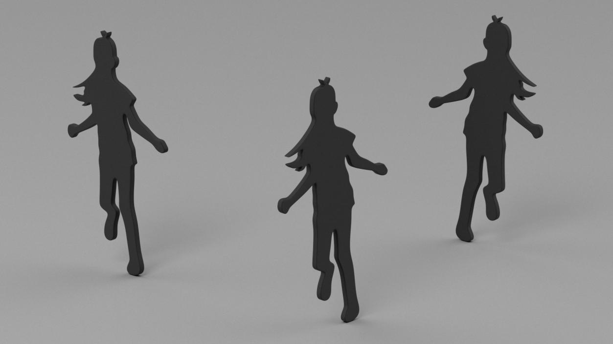 3D Child Girl Silhouette