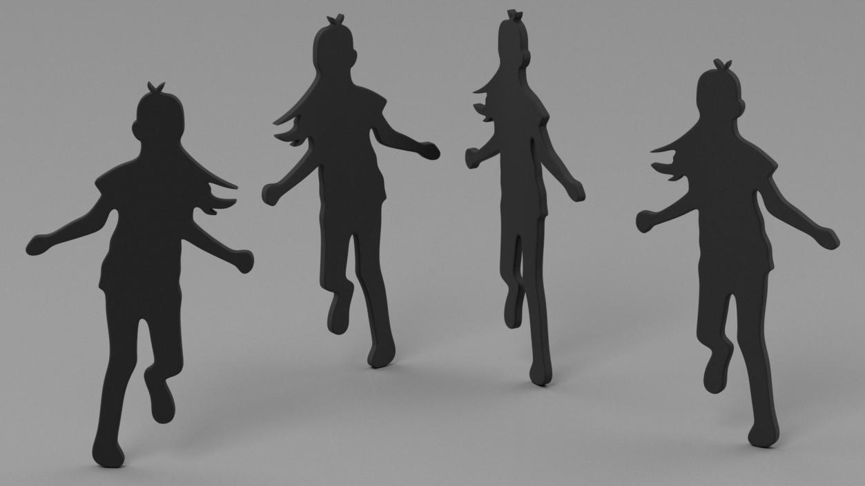 3D Child Girl Silhouette