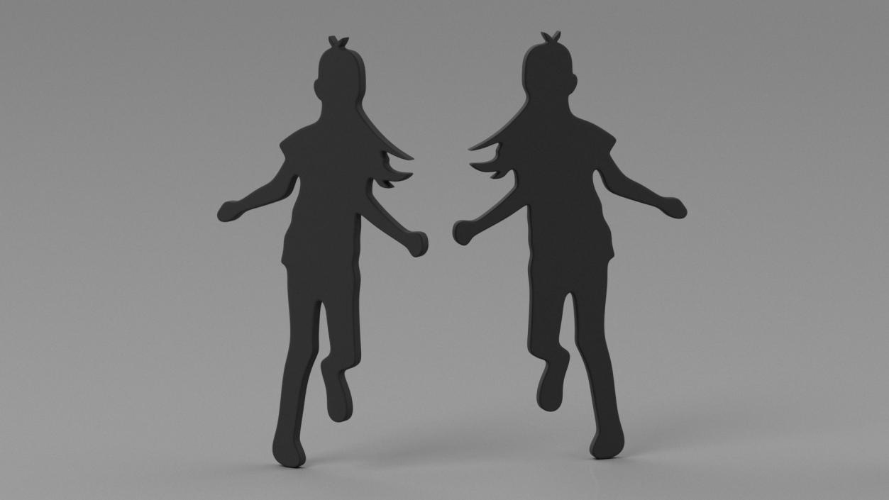 3D Child Girl Silhouette