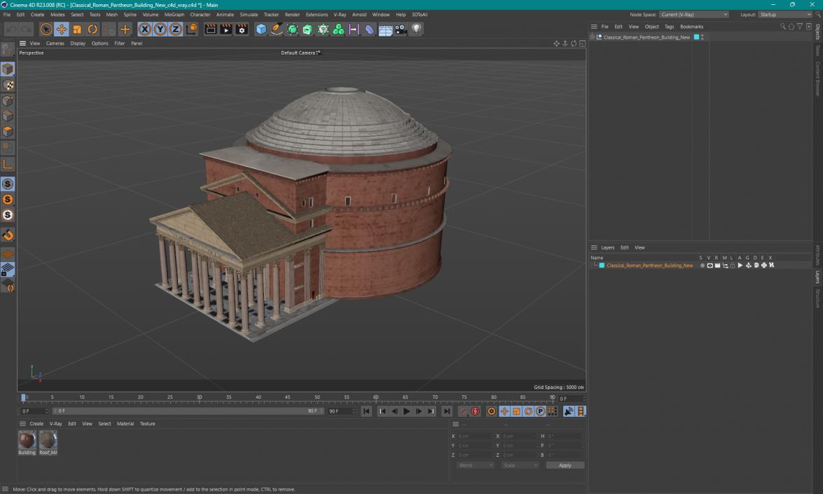 Classical Roman Pantheon Building New 3D