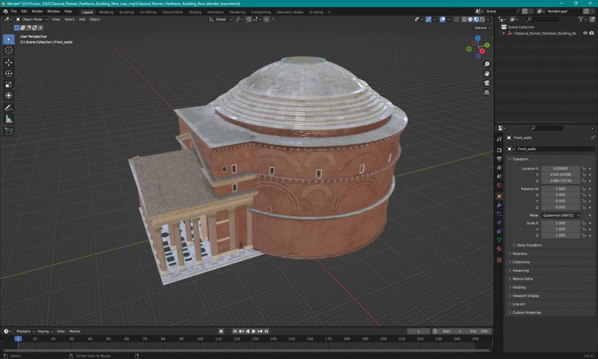 Classical Roman Pantheon Building New 3D