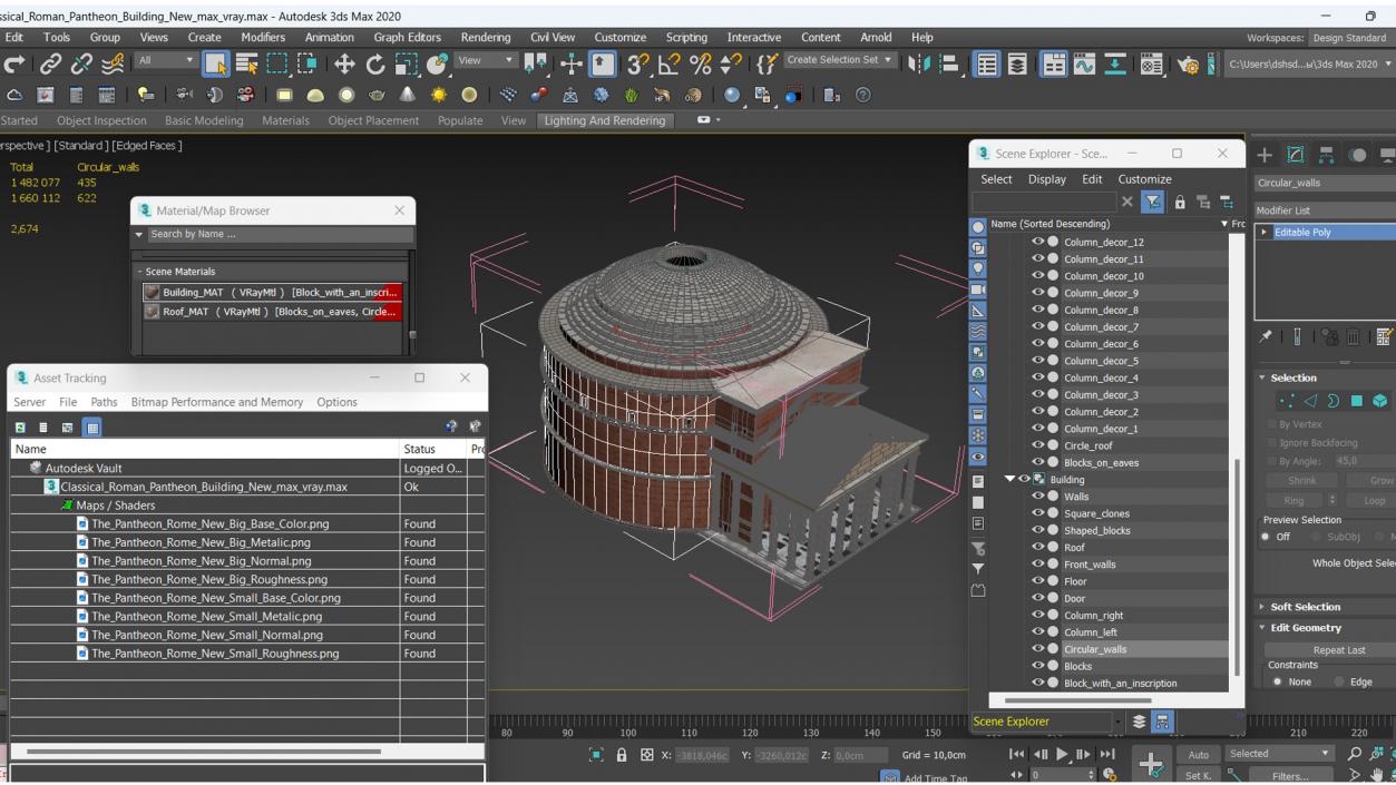 Classical Roman Pantheon Building New 3D