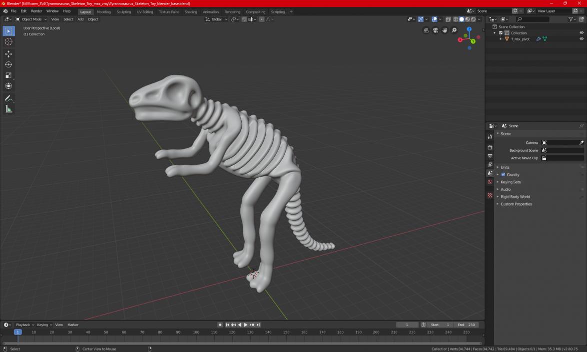 3D Tyrannosaurus Skeleton Toy